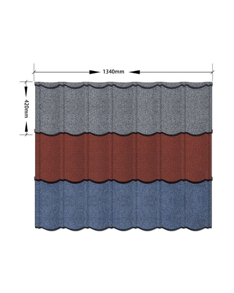 1340mm x 420mm Telha de metal revestida com pedra Zin Telha tradicional Bond para comunidades